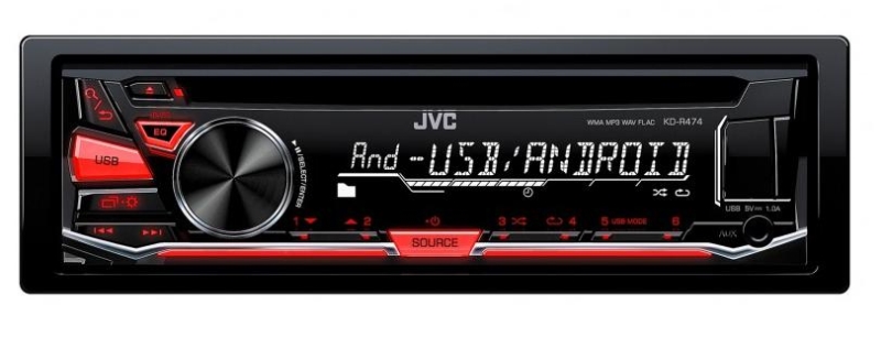 JVC Autoradio JVC KD-474 22 W nero con led rossi